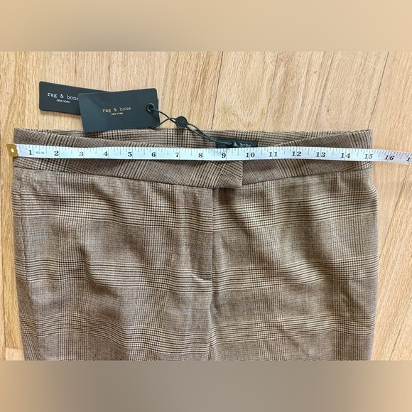 NWT Rag & Bone Rebecca Plaid Wool Pants, Brown/Beige, Straight Leg, Size 4 - Picture 10 of 14